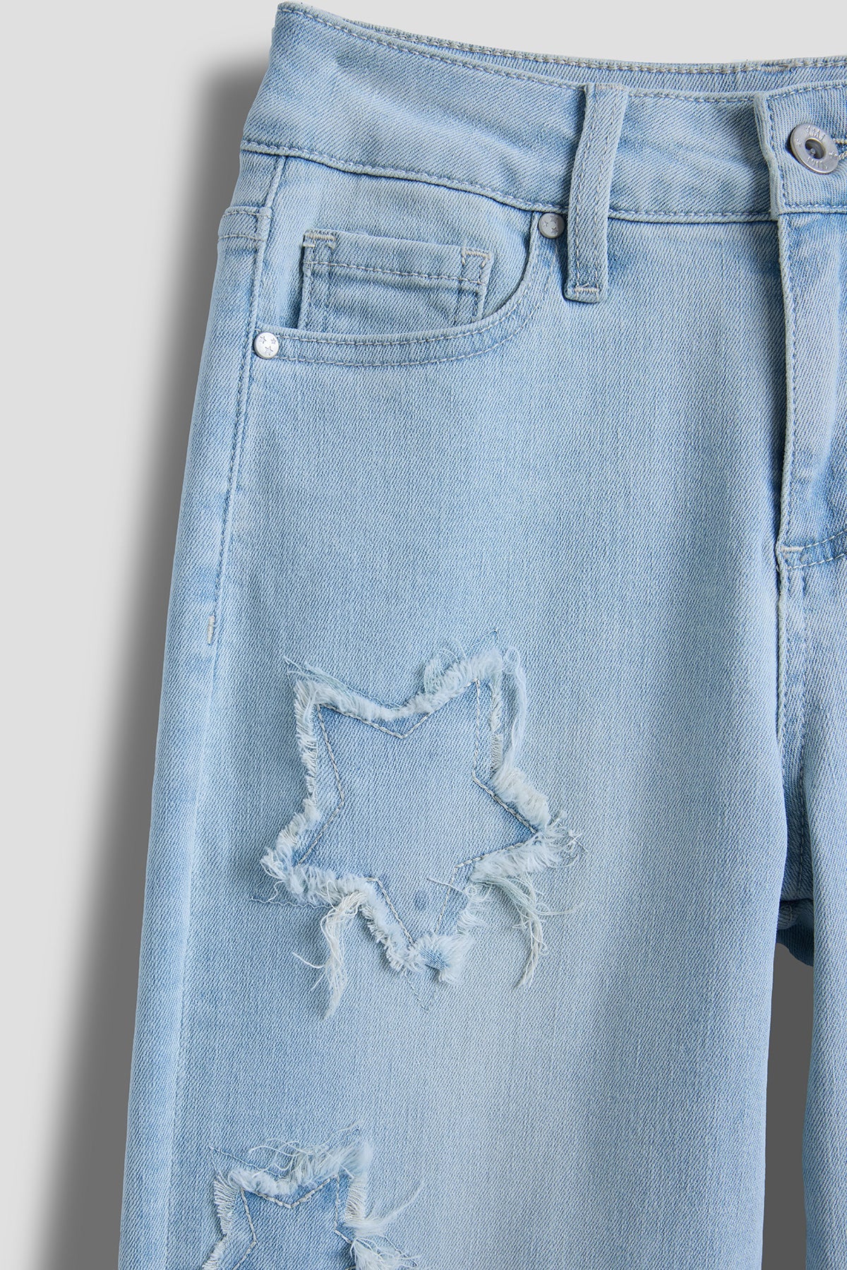 Girls Star Patchwork Wide Leg Jeans